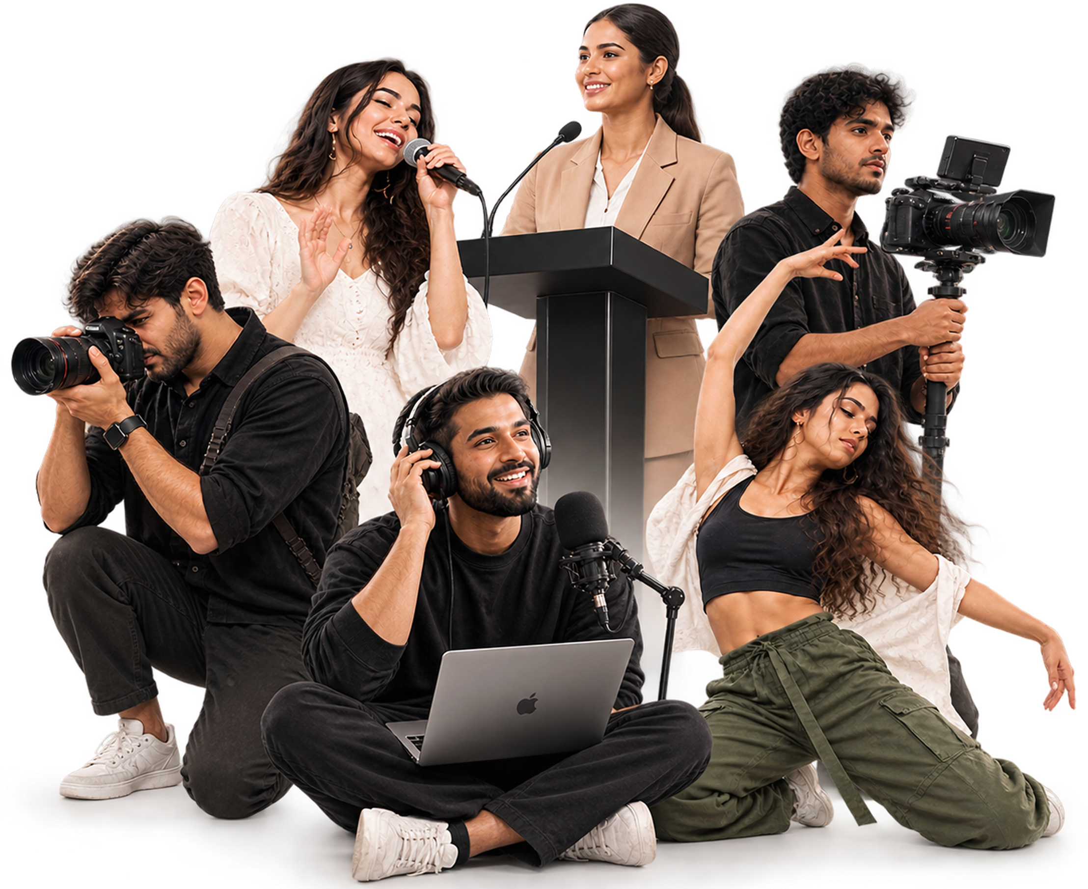 Photographer, singer and videographer collaborating
